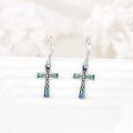 wholesale 925 Sterling Silver Abalone Shell Cross Drop Dangle Earrings-0-2