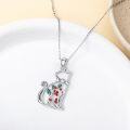 wholesale Sterling Silver Lab Grown Diamond Cat Birth Flower Necklace for Women-0-2