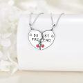 wholesale 925 Sterling Silver Best Friends Split Heart Cherry Pendant Necklaces for Women Girls Friendship Gifts BFF Jewelry Set of 2-0-1