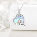 wholesale 925 Sterling Silver Girl Hugging Dog Heart Moonstone Pendant Necklace I Love You Forever-0-2
