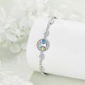 wholesale 925 Sterling Silver Tree of Life Adjustable Bolo Bracelet with Blue Crystal Heart and Leaf Charms Gifts for Women Girls Mom Wife Friendship-0-3