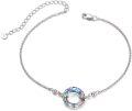 wholesale 925 Sterling Silver Blue Crystal Circle Chain Bracelet for Women s-0-29