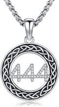 wholesale 925 Sterling Silver 444 Celtic Knot Angel Number Pendant Necklaces for Women Men Birthday Gifts Jewelry Accessories-0-0