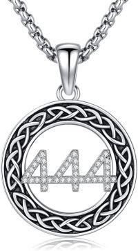 wholesale 925 Sterling Silver 444 Celtic Knot Angel Number Pendant Necklaces for Women Men Birthday Gifts Jewelry Accessories-444