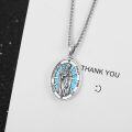 wholesale 925 Sterling Silver Turquoise St Peregrine Medal Prayer for Us Pendant Necklace-0-2