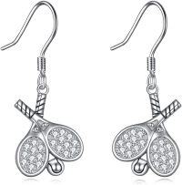 wholesale 925 Sterling Silver Sports Lovers Tennis Racket Drop Earrings Gift for Her-Tennis earrings
