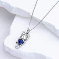 wholesale 925 Sterling Silver Birthstone Cat Pendant Necklace for Women-0-2