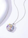wholesale 925 Sterling Silver Purple Crystal Family Love Tree Pendant Necklace for Women Girls-0-2