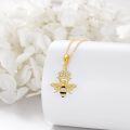 wholesale 14K Gold Queen Bee Pendant Necklace with Crystal Crown and Honeycomb Design for Women's s-0-2