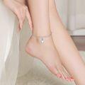 wholesale 925 Sterling Silver Double Layered Moonstone Pendant Ankle Bracelet for Women Girls  8-10 Adjustable Chain Length-0-1