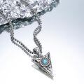 wholesale 925 Sterling Silver Thor's Hammer Pendant With Blue Stone And Runes-0-4