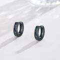 wholesale 925 Sterling Silver Black Shell Inlay Square Hoop Earrings Punk Gothic Jewelry for Women and Men-0-5
