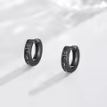 wholesale 925 Sterling Silver Black Shell Inlay Square Hoop Earrings Wholesale Punk Gothic Jewelry for Women and Men-0-5