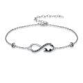 wholesale 925 Sterling Silver Infinity Black Cat Cubic Zirconia Chain Bracelet For Women-0-0
