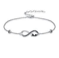 wholesale 925 Sterling Silver Infinity Bracelet With Black Onyx Beads-Cat Bracelet