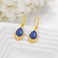 wholesale 925 Sterling Silver Teardrop Lapis Lazuli Filigree Leverback Drop Earrings - Bridal Gift for Her-0-2