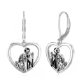 TOUPOP Sterling Silver & Stone Nightmare Skull Heart Earrings-0-0