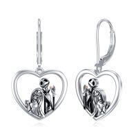 TOUPOP Sterling Silver & Stone Nightmare Skull Heart Earrings-undefined