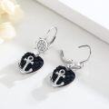 wholesale 925 Sterling Silver Black Heart Anchor Drop Earrings for Women Girls-0-4