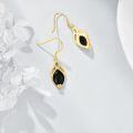 wholesale Gold-Plated 925 Sterling Silver Black Onyx Filigree Drop Earrings-0-3