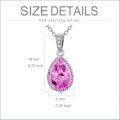 wholesale Sterling Silver Natural Gemstone Diamond Necklace 1 Ct Pear Teardrop Pendant 18+2 Inch Women s Birthday Mother s Day Gift-0-14