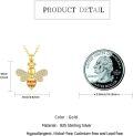 wholesale 925 Sterling Silver Plated Gold  Honeybee Pendant Necklace with Cubic Zirconia and Orange Stones-0-3