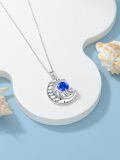 TOUPOP White Gold Plated S925 Sterling Silver Birthstone Cat Pendant Necklace-0-3