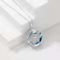 wholesale 925 Sterling Silver Dragonfly Round Rainbow Crystal Pendant Necklace for Women-0-1