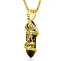 wholesale 925 Sterling Silver Gold Plated Saint Michael Archangel Black Onyx Point Pendant Necklace-0-0