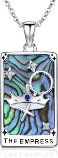 wholesale 925 Sterling Silver Empress Tarot Card Pendant Necklaces with Abalone Shell and Cubic Zirconia Stones for Women-Tarot Card