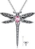 wholesale Sterling Silver Stone Dragonfly Urn Necklace for Ashes w Filling Tool-0-17