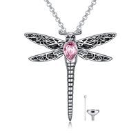 wholesale 925 Sterling Silver Dragonfly Pendant Necklace Wholesale With Crystal-Crystal-Pink