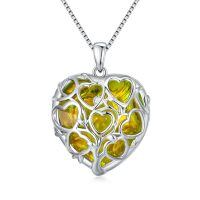 TOUPOP Sterling Silver & Zircon Birthstone Tree Of Life Necklace-undefined