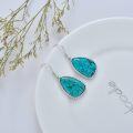 wholesale 925 Sterling Silver Natural Turquoise Earrings for Women, Boho Geometric Drop Dangle Western Gift-0-2
