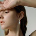 wholesale 925 Sterling Silver Snake Drop Earrings White Gold Plated Turquoise Stone Women Jewelry-0-8