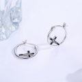 wholesale 925 Sterling Silver Cross Hoop Earrings - Religious  for Women-0-3