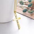 wholesale Gold Plated 925 Sterling Silver Faith Hope Love Engraved Cross Pendant Necklace for Women and Men - Christmas Gift Ideas-0-3