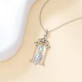 wholesale 925 Sterling Silver Owl with Teardrop Moonstone and Cubic Zirconia Pendant Necklace for Women-0-1
