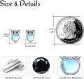 wholesale 925 Sterling Silver Moonstone Owl Stud Earrings - Cute Animal Jewelry for Women-0-5