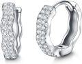 wholesale 925 Sterling Silver Wave Design Cubic Zirconia Huggie Hoop Earrings for Women Gift Ideas-0-0