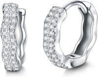 wholesale 925 Sterling Silver Wave Design Cubic Zirconia Huggie Hoop Earrings for Women Gift Ideas-12-Cubic Zirconia Hoop Earrings