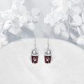 wholesale 925 Sterling Silver 925 Cat in Coffee Cup Dangle Earrings with Enamel Stone Accents for Women-0-2