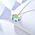 wholesale 925 Sterling Silver Heart-Shaped Sunflower & Leaves Pendant Necklace for Women-0-2