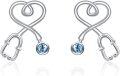 wholesale Hypoallergenic S925 Sterling Silver & Austrian Crystals Lead/Nickel-Free Heart Stud Earrings for Nurses-0-0