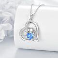 wholesale 925 Sterling Silver Blue Crystal Heart Octopus Pendant Necklace for Women Gifts-0-2