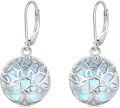 wholesale 925 Sterling Silver Blue Opal Celtic Knot Tree Of Life Drop Earrings-0-0