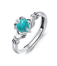 wholesale 925 Sterling Silver Claddagh Ring With Turquoise Heart-Style B