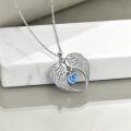 wholesale  925 Sterling Silver Blue Simulated Tanzanite Angel Wings Heart Necklace, December Birthstone Pendant Gift for Her-0-1
