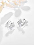 wholesale 925 Sterling Silver Heart-Shaped Dog Stud Earrings with Cubic Zirconia - Gift for Dog Moms and Pet Lovers-0-7