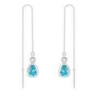 wholesale 925 Sterling Silver 12 Birthstone Infinity Threader Drop Earrings for Women-12-December-Blue